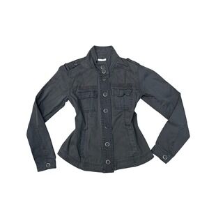 Maurices Women's Dark‎ Gray Utility Jacket Button Front Pockets Size S